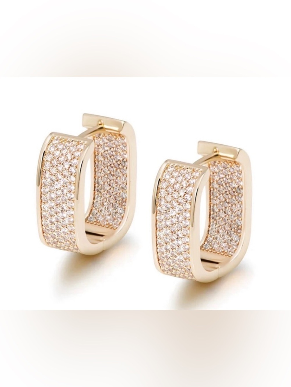 Mirco pave CZ Sparkly Earring hoop Hoops Designer Luxury New Gold Plated